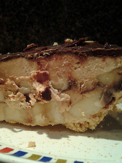 A picture of Frozen peanut butter banana pie.