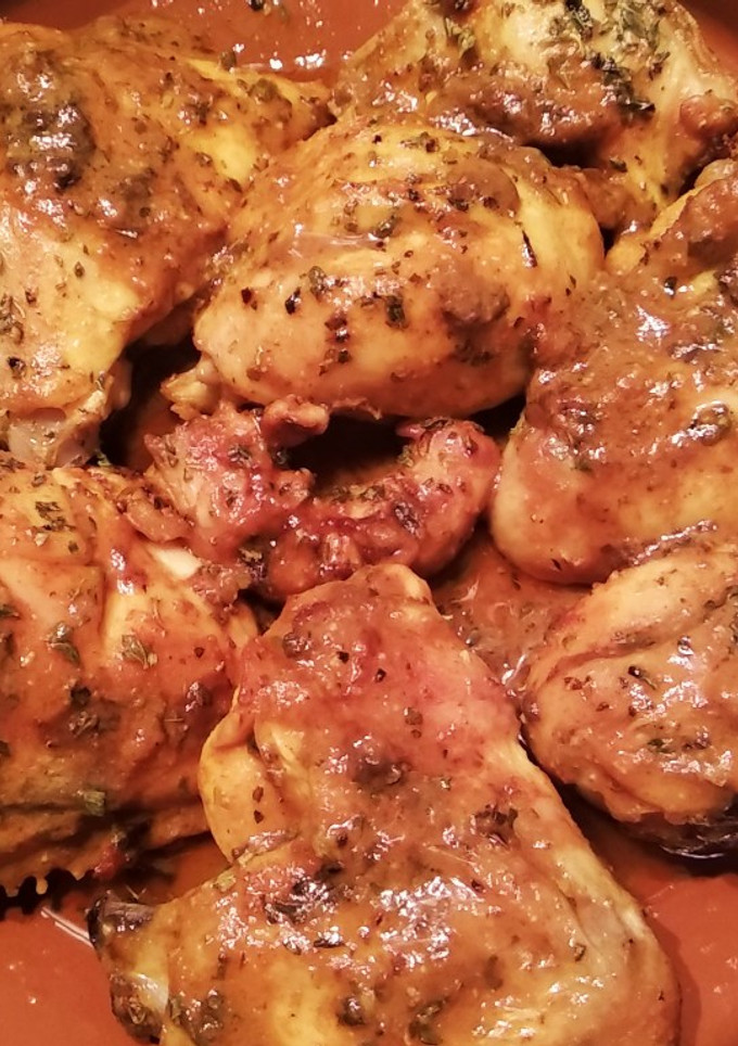 Una foto de Pollo asado con salsa de mostaza