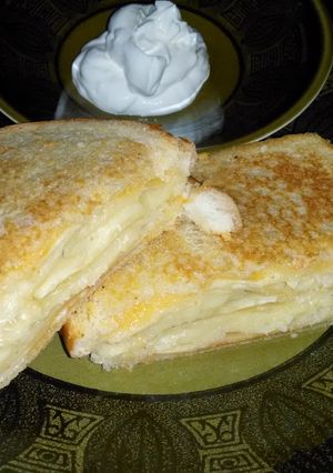 A picture of Pierogi Grilled Cheese.