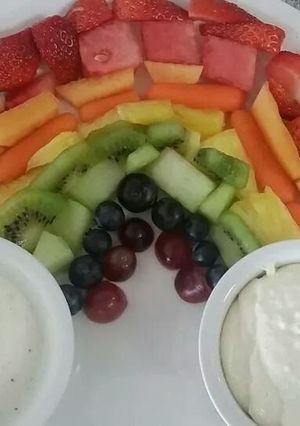 A picture of Colorful Fruit and Veggie Rainbow.