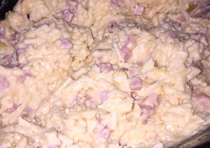 Simple Way to Make Super Quick Homemade Cheesy Hashbrowns &amp; Ham