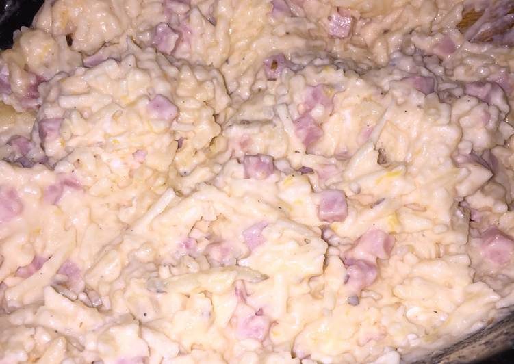 How to Prepare Appetizing Cheesy Hashbrowns & Ham