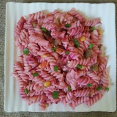 A picture of Beet root pasta.