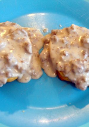 A picture of taisen's easy sausage gray with biscuits.