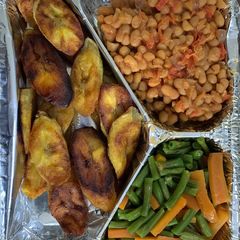 Carrot french beans, canned beans and plantain A picture of Carrot french beans, canned beans and plantain.