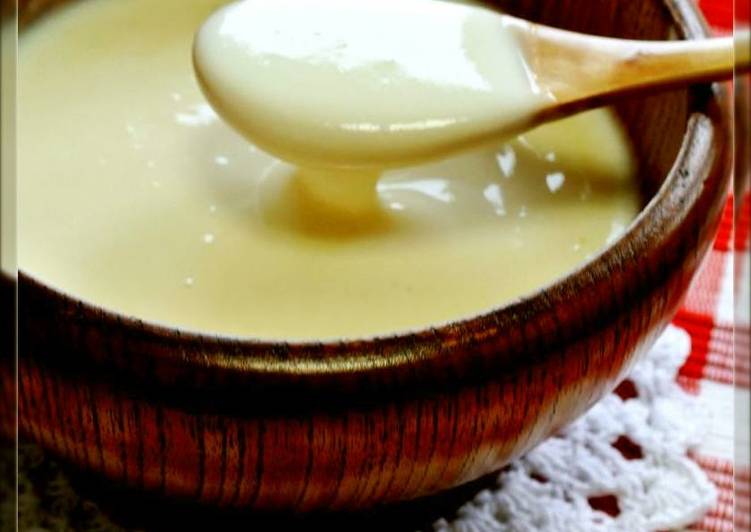 Easiest Way to Prepare Super Quick Homemade Hot Milk Béchamel Sauce with Mochi Cakes