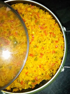 A picture of Mexican rice.