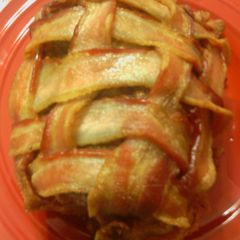 A picture of Sunshine's bacon wrapped brined pork shoulder.