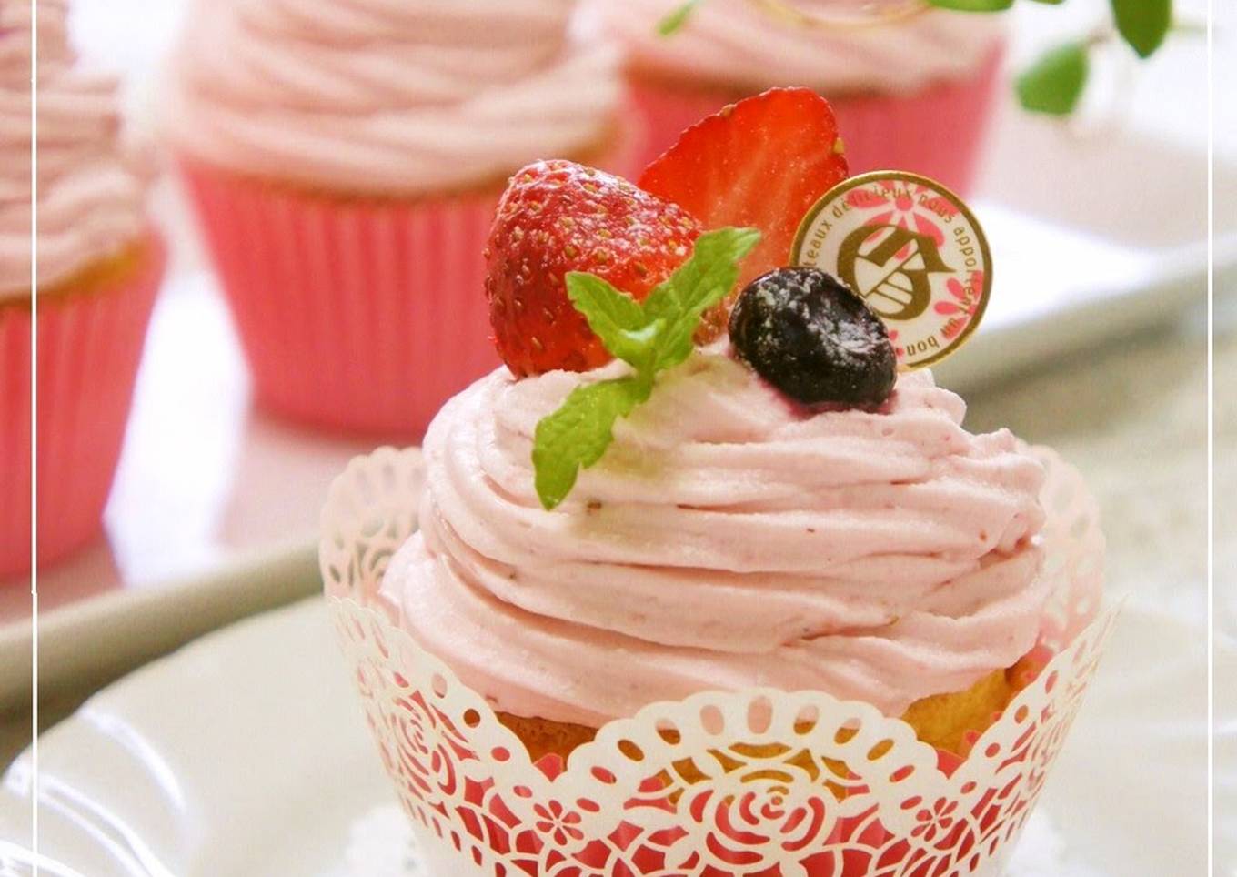 Decorated Strawberry Cupcakes