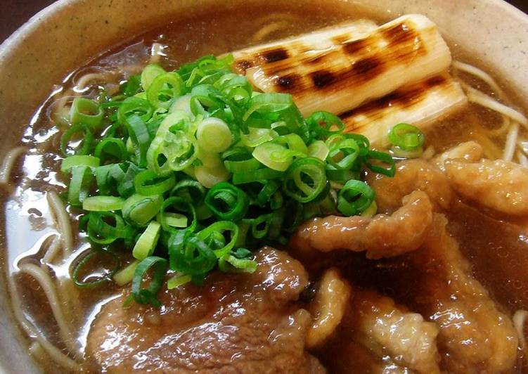 Easiest Way to Prepare Favorite Kamo-nanban Soba Noodles with Leeks