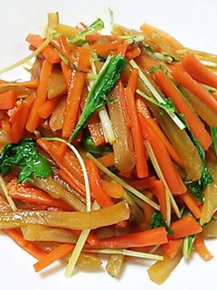A picture of Dried Sweet Potato and Carrot Kinpira.