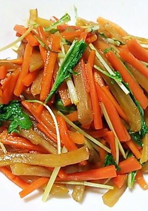 A picture of Dried Sweet Potato and Carrot Kinpira.