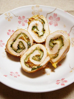 A picture of Chicken Tender Rolls With Umeboshi, Shiso and Cheese!.