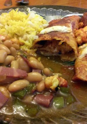 A picture of shrimp enchiladas.
