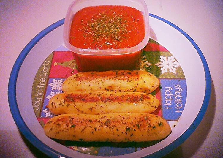 Recipe of Quick Cheese Stuffed Bread Sticks w/ Garlic Butter and Parsley