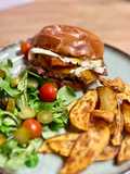 Smash Burger con Plátano y Bacon Caramelizado