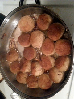 A picture of leftover turkey meatballs.