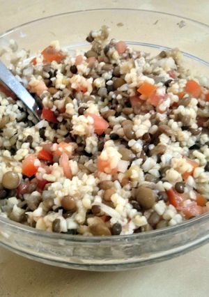 A picture of Lentil and Bulgur/Quinoa Salad - Super Healthy and Vegan!.
