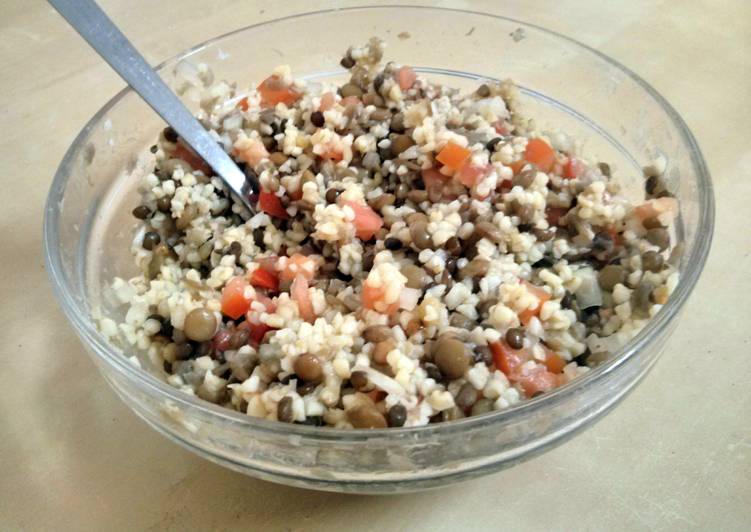 Steps to Prepare Any-night-of-the-week Lentil and Bulgur/Quinoa Salad - Super Healthy and Vegan!