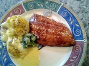 A picture of baked salmon