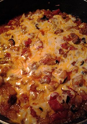 A picture of Taste kinda like pizza with no crust.