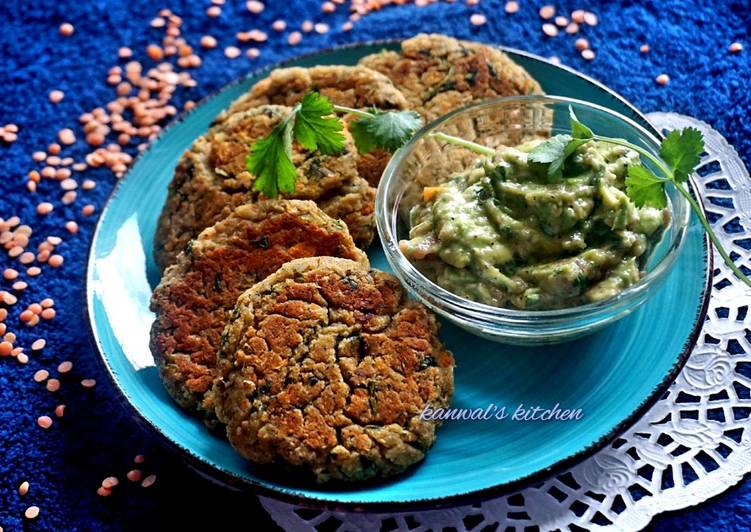 Irish red lentil  baked patties with guacamole