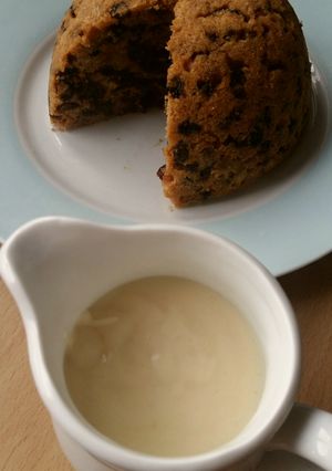 A picture of Vickys Brandy Cream Sauce for Christmas Pudding GF DF EF SF NF.