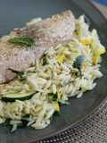 Pan Seared Turbot with Summer Squash and Orzo