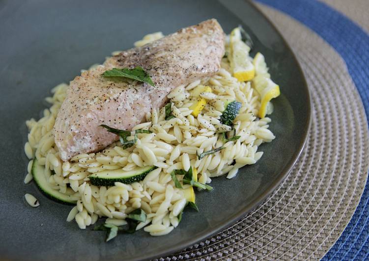 Recipe of Award-winning Pan Seared Turbot with Summer Squash and Orzo