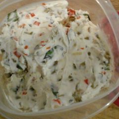 A picture of Basil & Olive Cream Cheese Spread.