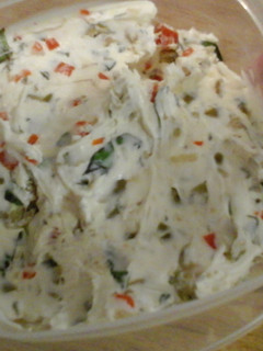 A picture of Basil & Olive Cream Cheese Spread.