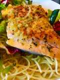 Spaghetti Salmon Garlic Butter Lemon Sauce
