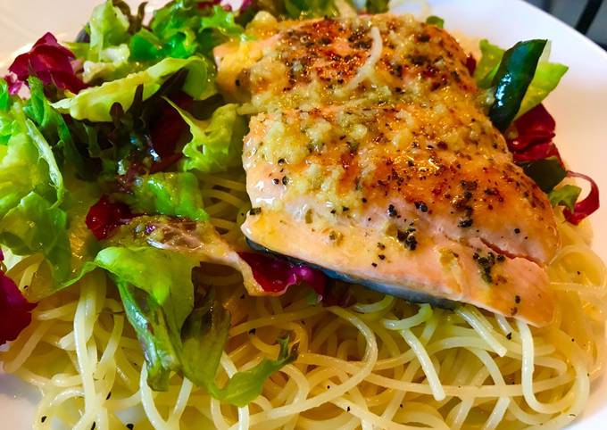  Resep  Spaghetti Salmon Garlic Butter  Lemon  Sauce oleh Acil 