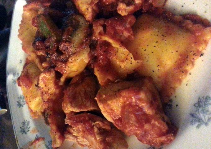 Steps to Prepare Homemade chicken with cheese ravioli