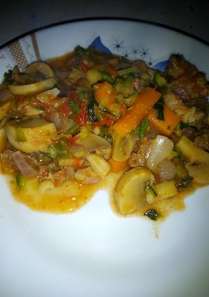 A picture of Beef with mushroom stew #AuthorMarathon #festiveContestNaivasha.
