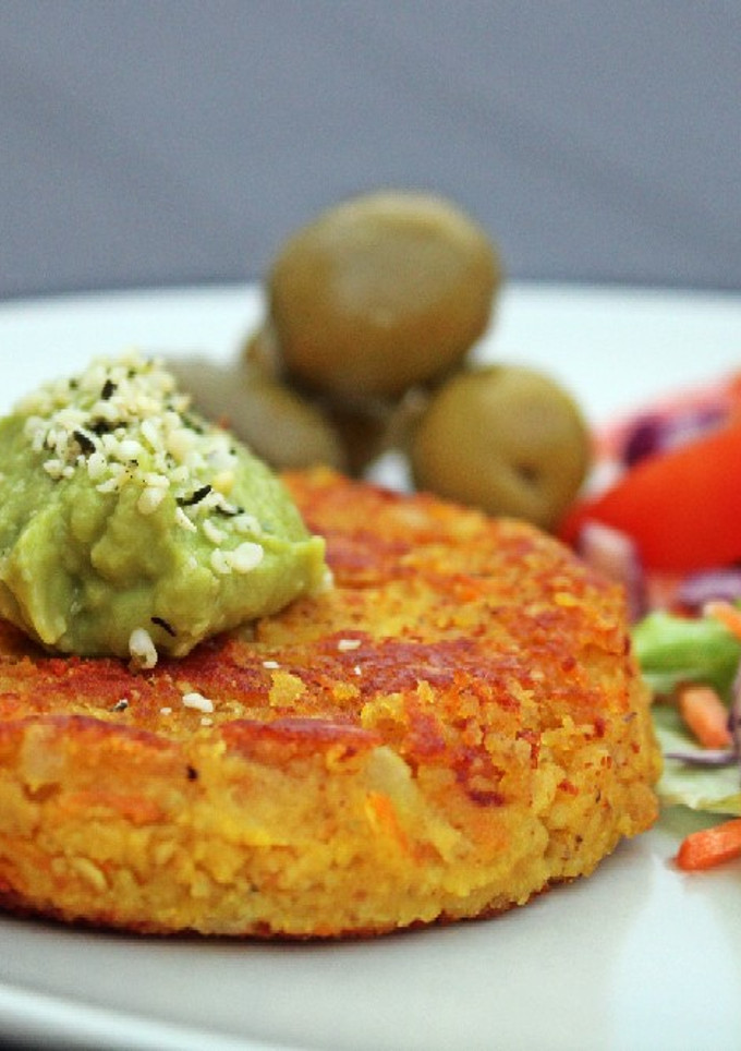 Una foto de Hamburguesa vegana de lenteja roja