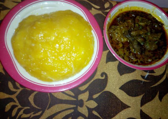 Goat meat Banga soup and starch