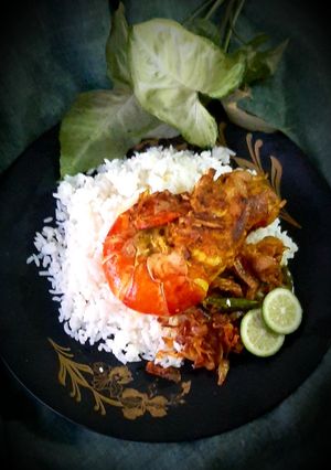 স্পাইসি প্রণ কারী। রেসিপির প্রধান ছবি