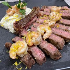 A picture of Lemon Butter Ribeye n’ Shrimp.
