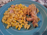 Fideos con pollo y choclo