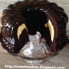 A picture of Cheese cake filled chocolate bundt cake!.