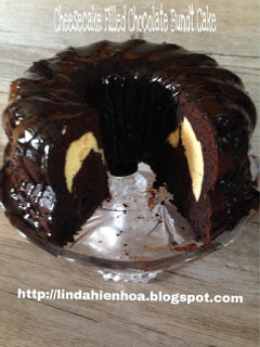 A picture of Cheese cake filled chocolate bundt cake!.