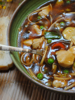 A picture of Chicken noodle soup.