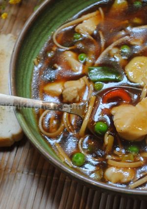 A picture of Chicken noodle soup.