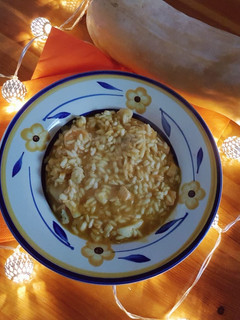 Foto di Risotto di pesce con purea di zucca