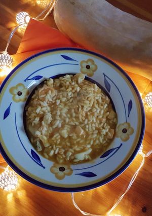 Foto di Risotto di pesce con purea di zucca