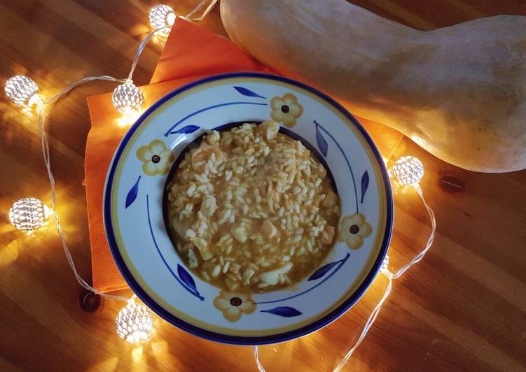 Risotto di pesce con purea di zucca