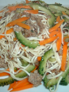 A picture of Goya Champuruu - Okinawan Bitter Melon Stir-Fry with Somen Noodles.