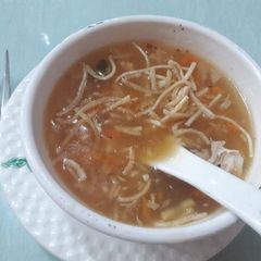 A picture of Chicken noodle soup.
