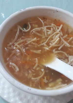 A picture of Chicken noodle soup.